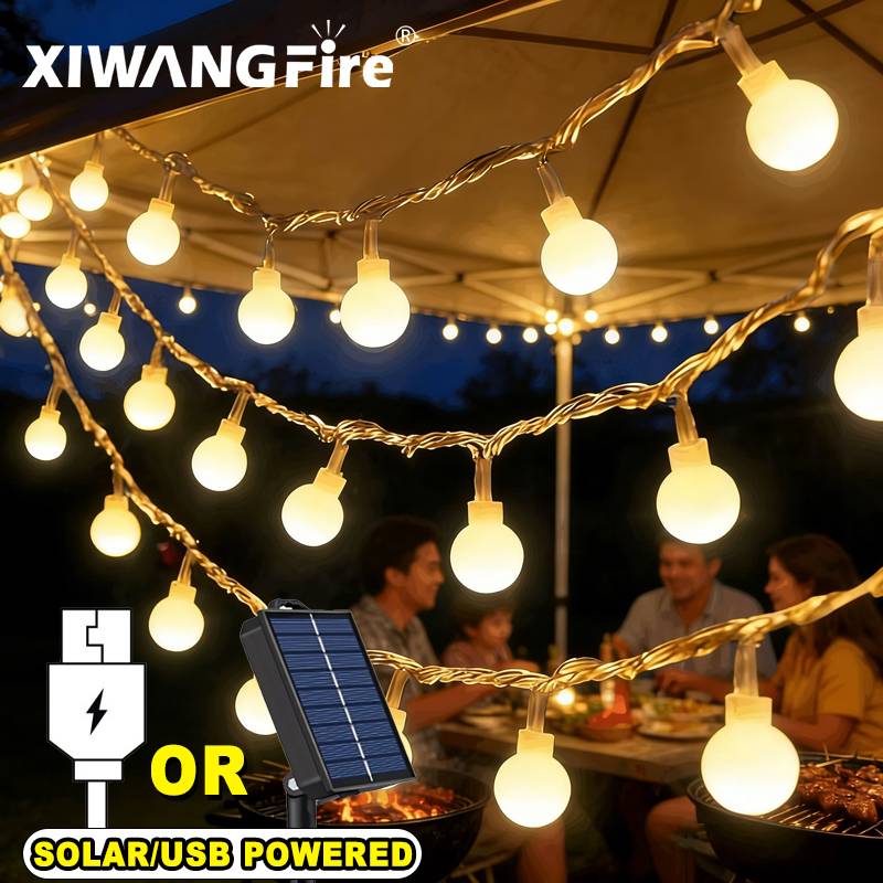Lighting Decoration Ideas - Lampu String Tenaga Surya/USB/Baterai 3-10M, Bola