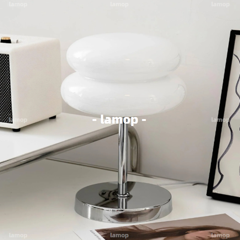 Lighting Decor Bedroom - Lampu Meja Bauhaus Cream-Globe Minimalis Abad
