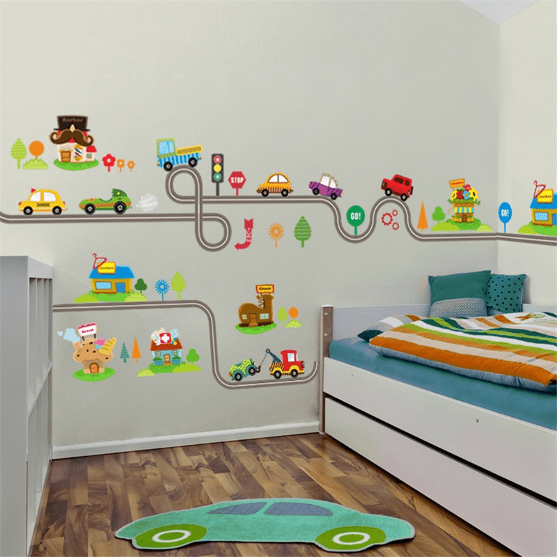 Lighting Mcqueen Bedroom Decor - 2 Buah/Lot Stiker Dinding Jalur Jalan