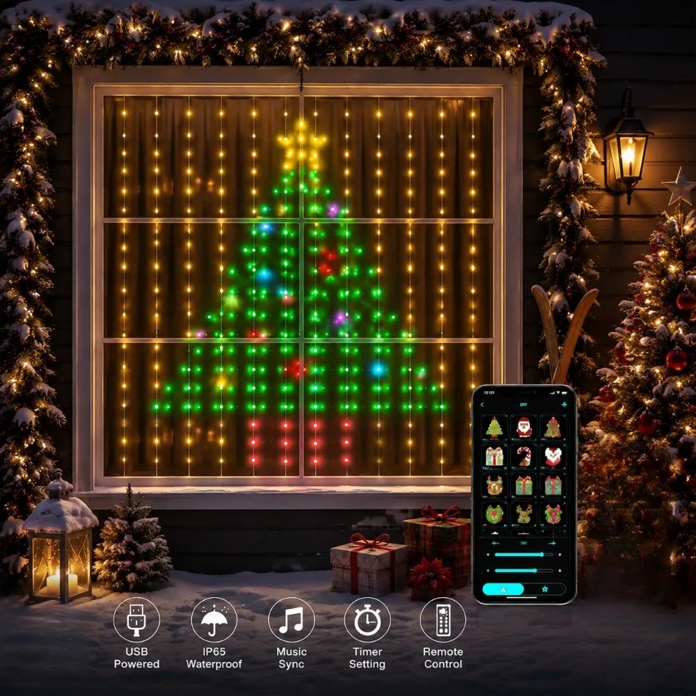 Lampu Tirai LED dengan Kontrol - Lighting Christmas Decor ulasan dan harga
