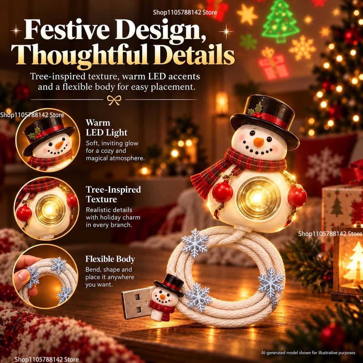 Lampu Proyektor Natal USB berb - Lighting Christmas Decor ulasan dan harga